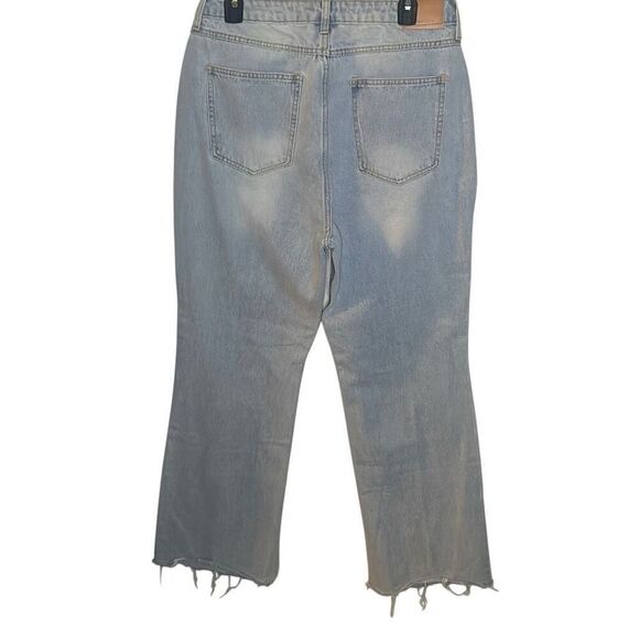 Avec Les Filles Women's Size 31 Light Wash Ripped Slit Hem Jeans Straight Leg - Picture 7 of 8